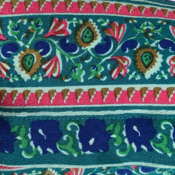 MAEVE Anthropologie 100% Silk Paisley Strappy Tunic Top Sz 8 Teal Hi-Lo Lined - Picture 4 of 11